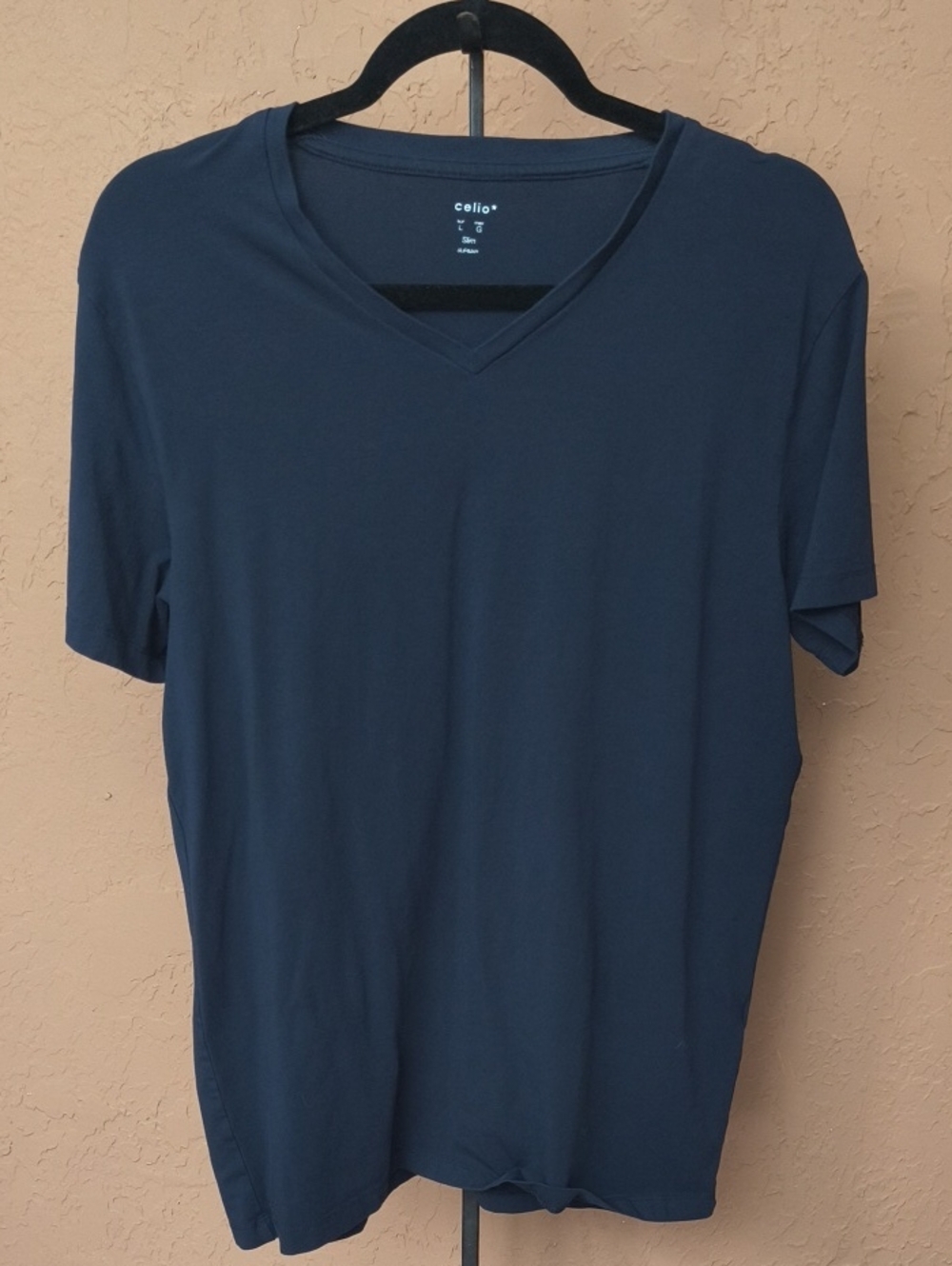 Celio Navy V-Neck Slim Supima Men's T-Shirt Size Large